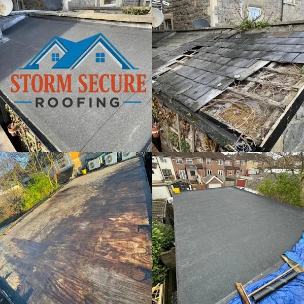 Flat roof renewal: old roof removed and new surface installed